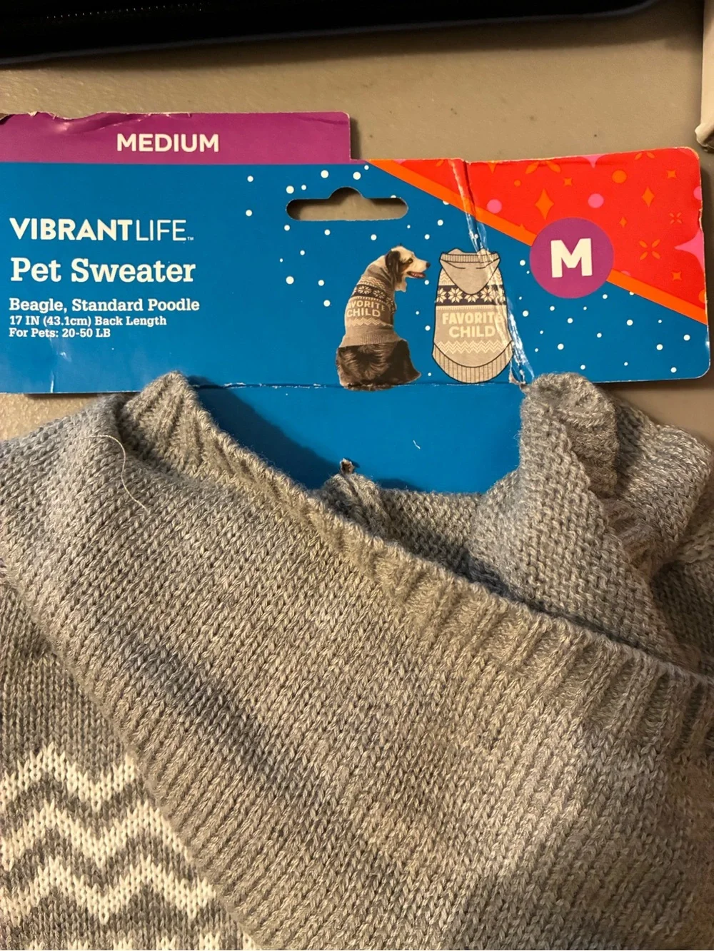 Vibrant Life Grey 'Favorite Child' Hooded Pet Sweater